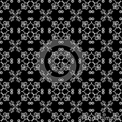 Black and white floral background. Seamless pattern Vector Illustration