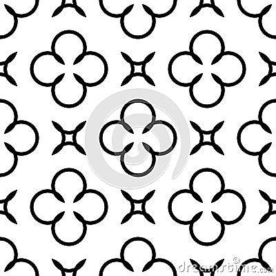 Black and white floral seamless pattern Vector Illustration