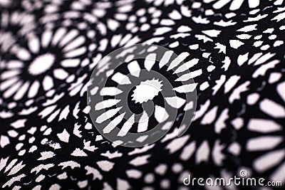 Black and white flower printed cloth for background Stock Photo