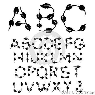 Black and white font alphabet Vector Illustration