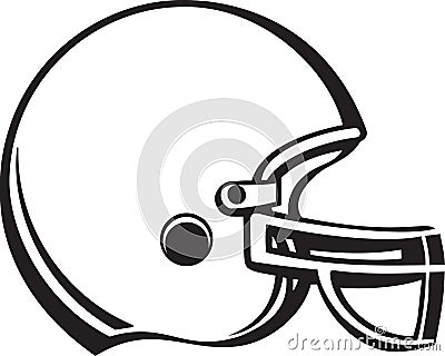 Black and White Football Helmet Illustration Vector Illustration