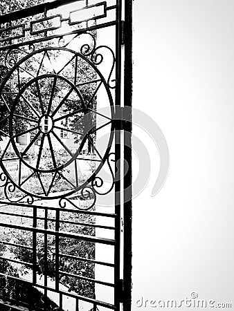 Black and white forged entrance Stock Photo