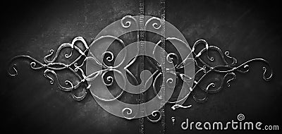 Black and white forged gate Stock Photo