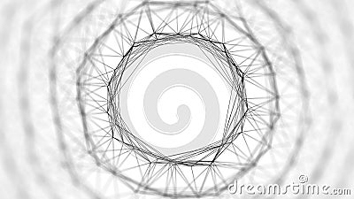 Black and white frame. Plexus effect. Blur and fog. Technophone. 3D render Stock Photo
