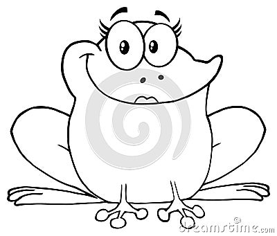 Black And White Frog Female Cartoon Mascot Character Vector Illustration