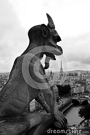 Black and White Gargoyle Stock Photo