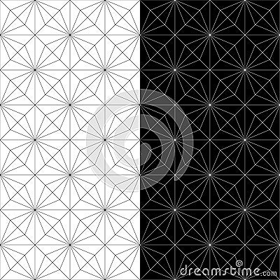 Black and white geometric ornaments. Set of seamless patterns Vector Illustration