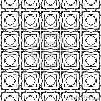 Black and white geometric seamless pattern. Hand d Stock Photo