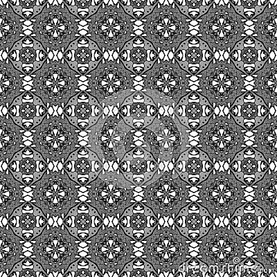 Black and white geometric seamless pattern. Hand d Stock Photo