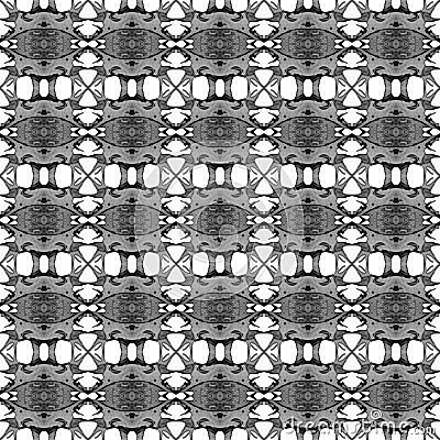 Black and white geometric seamless pattern. Hand d Stock Photo