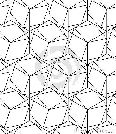 Black and white geometric seamless pattern with line and hexagon Vector Illustration