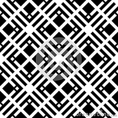 Black and white geometric seamless pattern with square and recta Vector Illustration