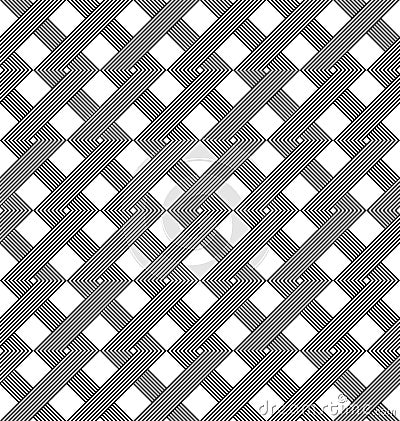 Black and white geometric seamless pattern with weave style. Vector Illustration