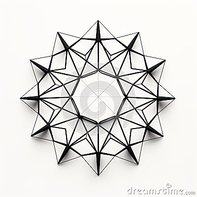 Black And White Geometric Star Design: Conceptual Sculpture Symmetry Stock Photo