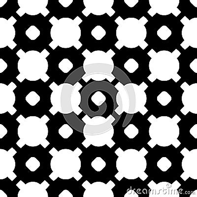 Black & white geometric texture, circles, crosses Vector Illustration