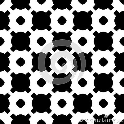 Black & white geometric texture, circles, crosses Vector Illustration