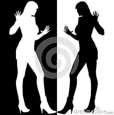 Black And White Girls Silhouette Mirror Royalty Free Stock Photography ...