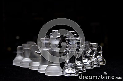 Black & white glass chessman Stock Photo