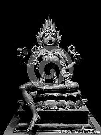 Black and white goddess kali stone carved sculpture Stock Photo