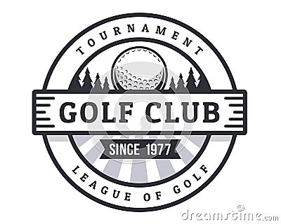 Black And White Golf Badge Logo Illustration Vector Illustration