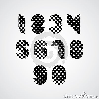 Black and white graphic decorative numbers. Vector Illustration