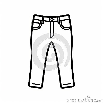 Minimalistic Line Icon Of Jeans On White Background Cartoon Illustration