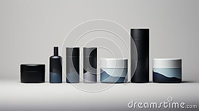 Black, White, And Gray With Blue Gradient Rumble: Minimalist Photography And Packaging Design Stock Photo