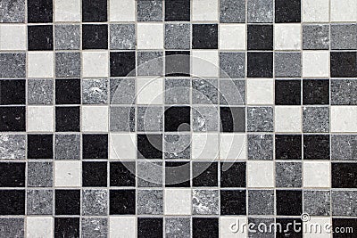 Black, white and gray mosaic tiles Stock Photo
