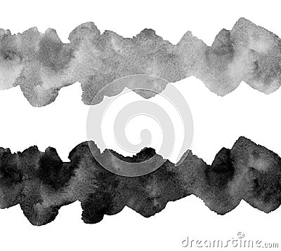 Black and white, grey watercolor, ink borders with deckled edge Stock Photo