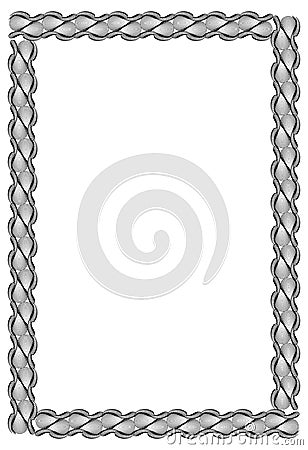 Black and white guilloche vertical frame. Raster clip art. Stock Photo