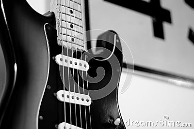 Black and white guitar Stock Photo
