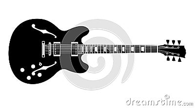 Black and white guitar. Vector Illustration