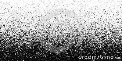 Black and white halftone glitch. Computer virus. Random falling particles on screen. Hacked software. Vector background Vector Illustration