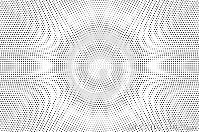 Black and white halftone vector texture. Concentrate dotted gradient. Round dotwork surface for vintage effect Stock Photo