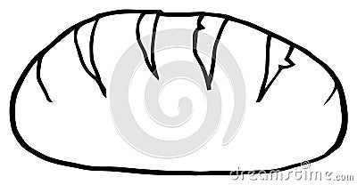 Black And White Hand Drawn Cartoon Loaf Bread Vector Illustration