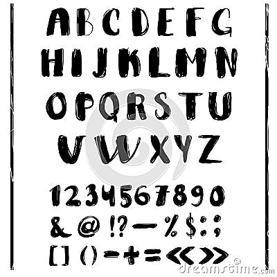 Black and white hand lettering alphabet design Vector Illustration