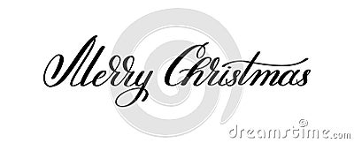 black and white hand lettering inscription Merry Christmas, arti Vector Illustration