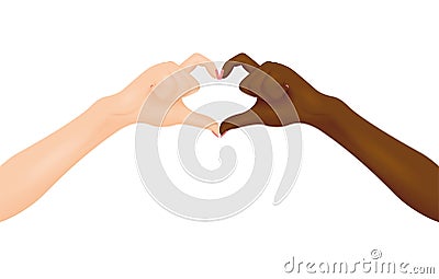 Black and white hands making heart shape. Vector illustration. Vector Illustration