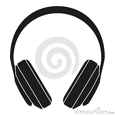 Black and white headphones silhouette Vector Illustration