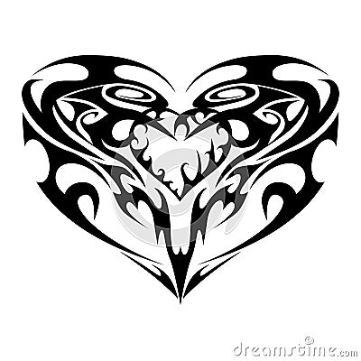 Black white heart tattoo Vector Illustration