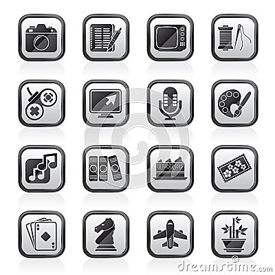 Black an white hobbies and leisure Icons Vector Illustration