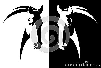 Black and white horse head vector Vector Illustration