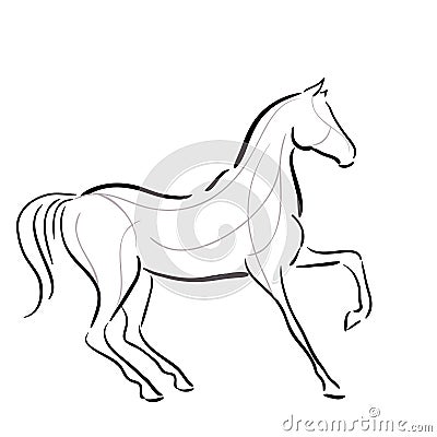 Black and white horse`s silhouette Vector Illustration