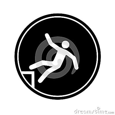 black and white human falling icon Stock Photo
