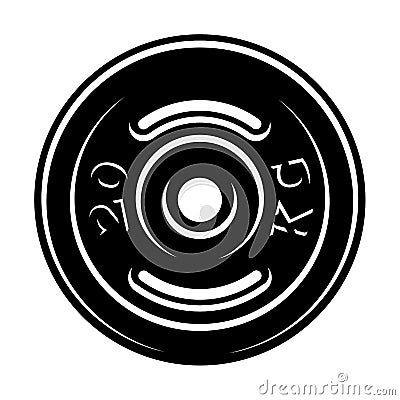 Black and white illustration of a barbell disk Vector Illustration