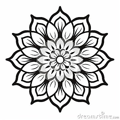 Vector Mandala Flower Ornament Stencils With Leaf Patterns Cartoon Illustration