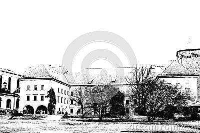 Cracow, Poland . Architecture in the illustration. Wawel Cartoon Illustration