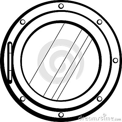 Ship porthole or scuttle black and white illustration Vector Illustration
