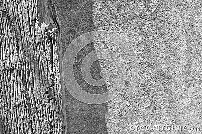 Black and white image of light and shadow on wood and concrete wall Stock Photo