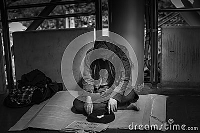 Black and white images of Beggar Stock Photo